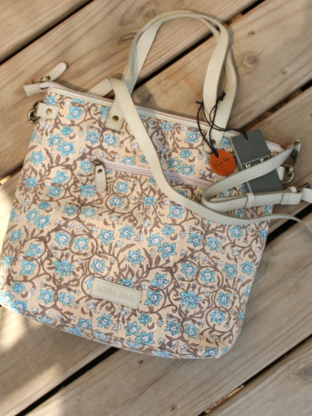 NWT Myra Bag Flora Lane Canvas Leather Tote Crossbody